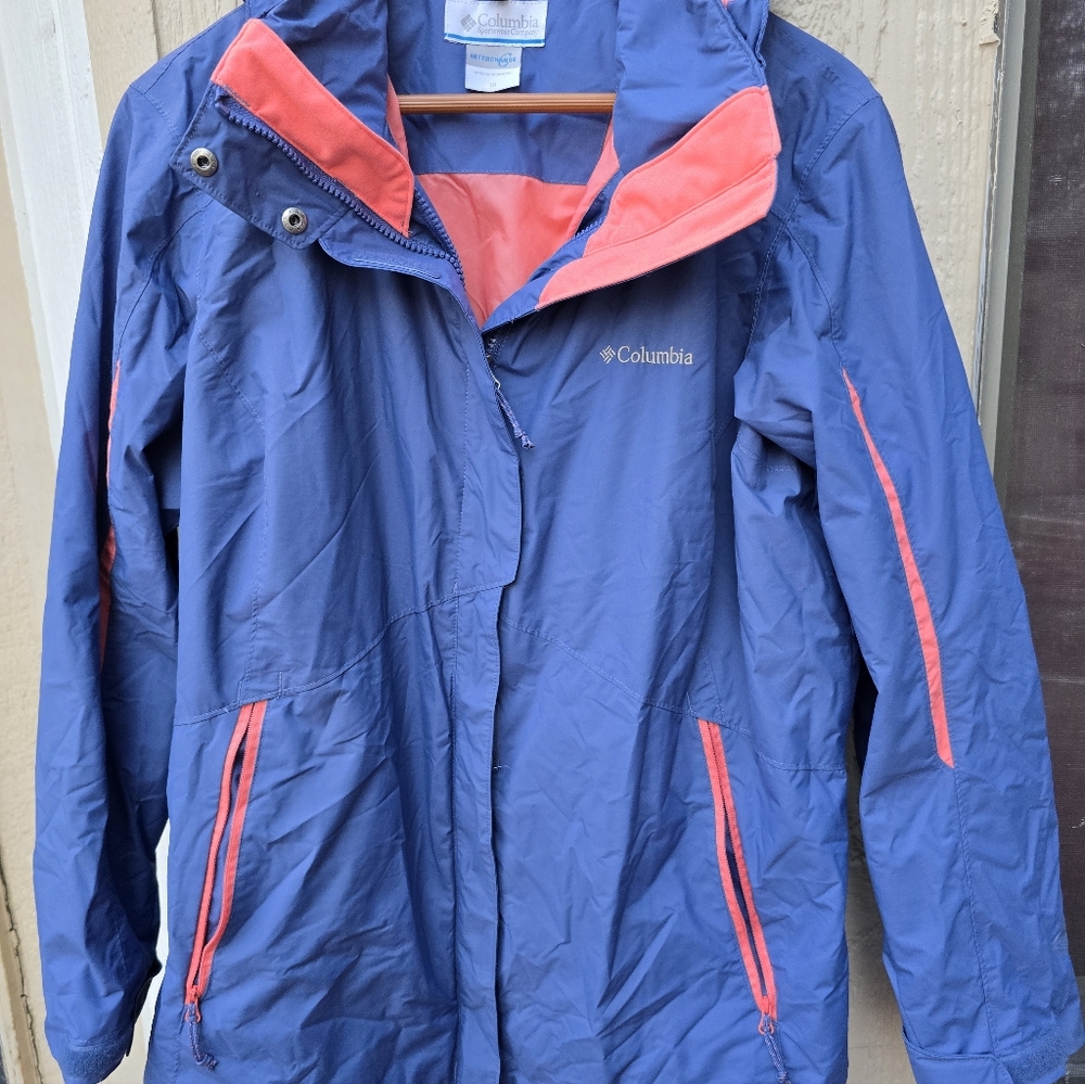 Columbia Blue and Coral Windbreaker Jacket